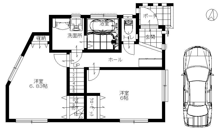 Floor plan. 45,800,000 yen, 3LDK, Land area 80.13 sq m , Building area 77.96 sq m 1 floor Floor plan