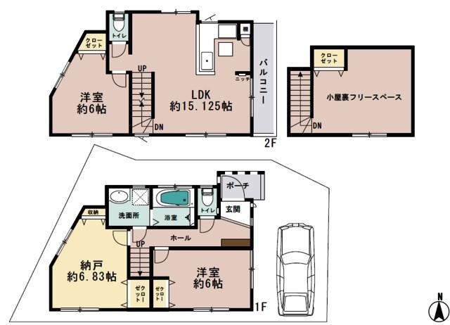 Floor plan. 45,800,000 yen, 2LDK + S (storeroom), Land area 80.13 sq m , Building area 77.96 sq m
