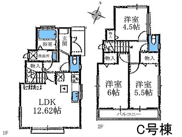 Floor plan. 34,800,000 yen, 3LDK, Land area 88.26 sq m , Building area 70.26 sq m Nishitokyo Kitahara-cho 1-chome, floor plan C Building