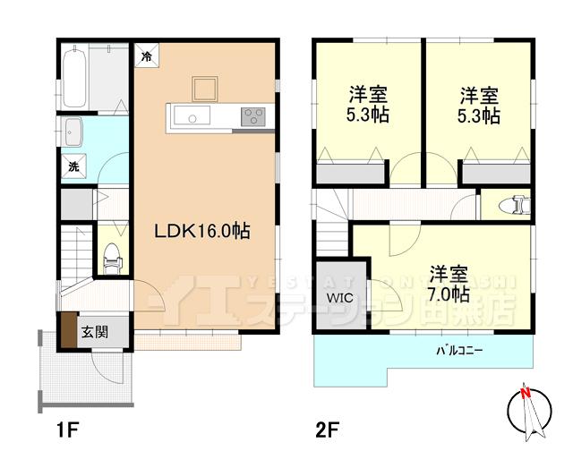 Floor plan. 34,800,000 yen, 3LDK, Land area 100 sq m , Building area 78.57 sq m 3LDK + P (3000cc class)