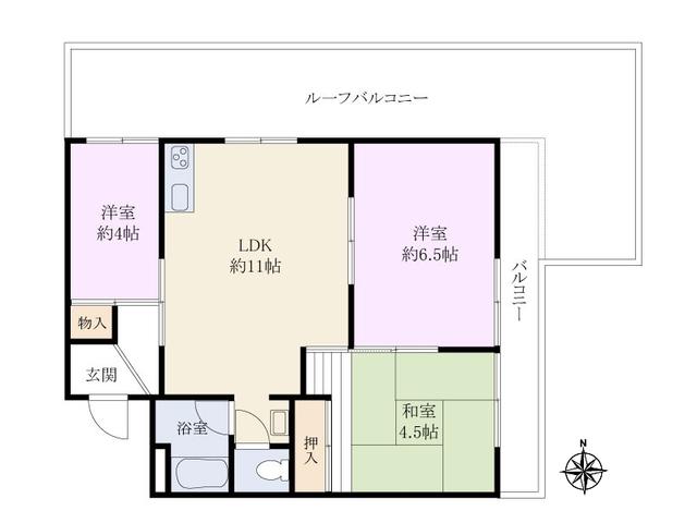 Floor plan. 3LDK, Price 13.8 million yen, Occupied area 55.67 sq m Hoya Ling Kumo閣 apartment floor plan
