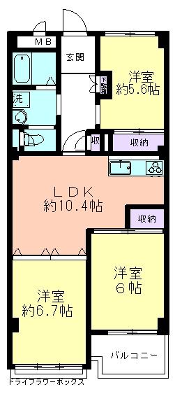 Floor plan. 3LDK, Price 15 million yen, Occupied area 62.72 sq m