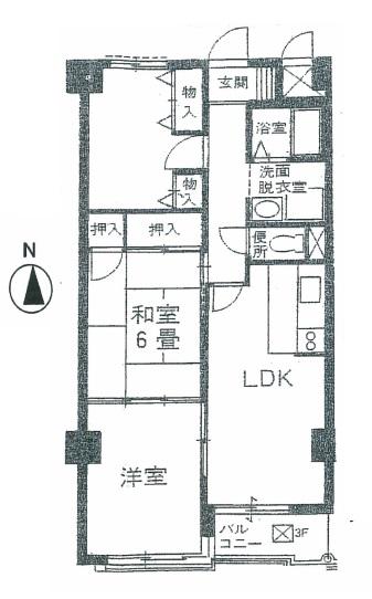 Floor plan. 3LDK, Price 19,800,000 yen, Occupied area 60.56 sq m , Balcony area 3.33 sq m