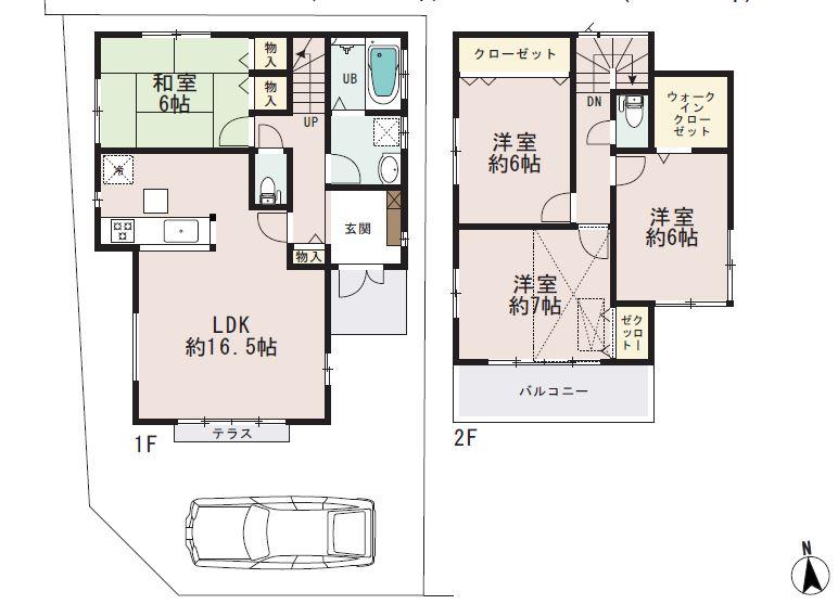 Floor plan. (1 Building), Price 52,800,000 yen, 4LDK, Land area 110.05 sq m , Building area 101.02 sq m