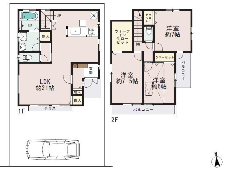 Floor plan. (4 Building), Price 50,800,000 yen, 3LDK, Land area 110.04 sq m , Building area 100.81 sq m
