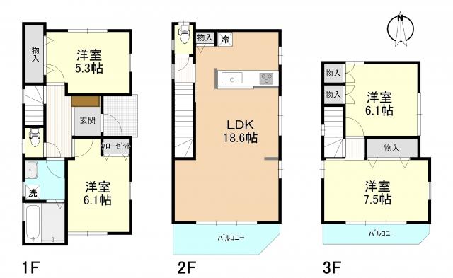 Floor plan. 41,800,000 yen, 4LDK, Land area 66.49 sq m , Building area 99.72 sq m southeast corner lot A Building