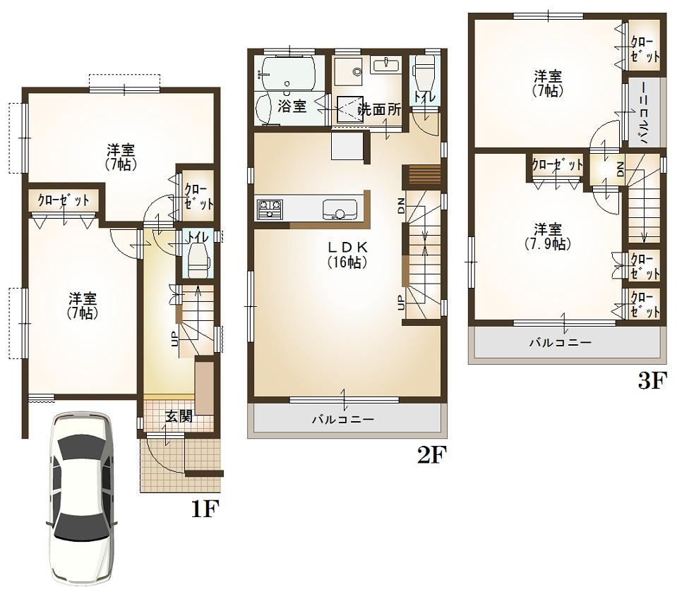 Floor plan. 42,800,000 yen, 3LDK + S (storeroom), Land area 75.57 sq m , Building area 106.11 sq m