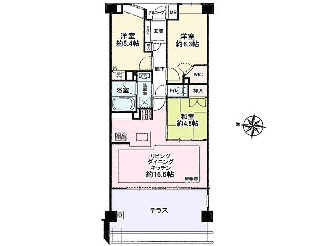 Floor plan. 3LDK, Price 32,800,000 yen, Occupied area 70.48 sq m , Balcony area 17.83 sq m Lions Tanashi formal House Floor