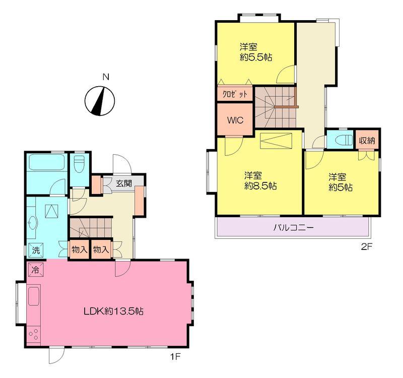 Floor plan. 43,800,000 yen, 3LDK, Land area 100.11 sq m , Building area 94.81 sq m Hoya Detached