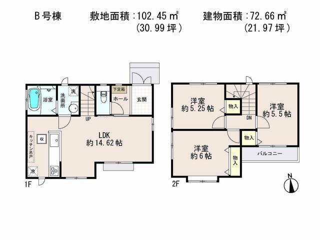 Floor plan. 34,800,000 yen, 3LDK, Land area 88.26 sq m , Building area 70.26 sq m floor plan