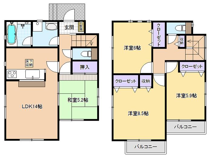Floor plan. (1 Building), Price 49,900,000 yen, 4LDK, Land area 116.83 sq m , Building area 92.74 sq m