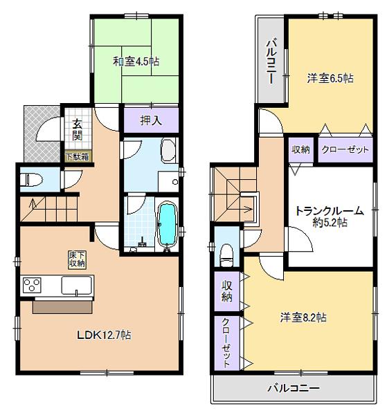 Floor plan. (3 Building), Price 49,900,000 yen, 4LDK, Land area 116.95 sq m , Building area 89.5 sq m