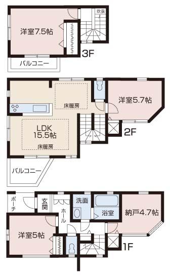 Floor plan. 41,800,000 yen, 3LDK + S (storeroom), Land area 76.1 sq m , Building area 98.82 sq m floor plan