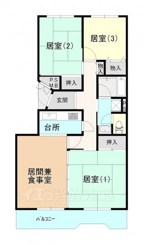 Floor plan. 3LDK, Price 17.8 million yen, Occupied area 74.49 sq m , Balcony area 9.25 sq m