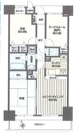 Floor plan. 2LDK, Price 23,980,000 yen, Footprint 60 sq m , Balcony area 9.3 sq m