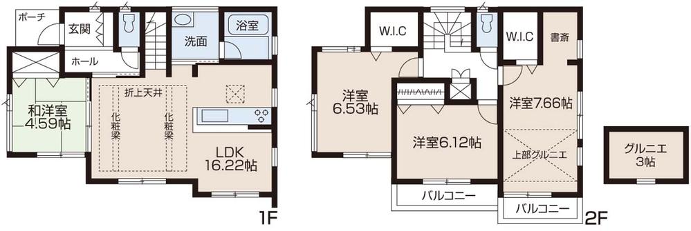 Floor plan. (1 Building), Price 57,800,000 yen, 4LDK, Land area 125 sq m , Building area 99.8 sq m