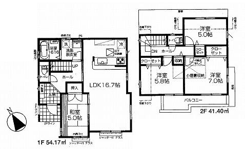 Floor plan. (Building 2), Price 48,300,000 yen, 4LDK, Land area 120 sq m , Building area 95.57 sq m
