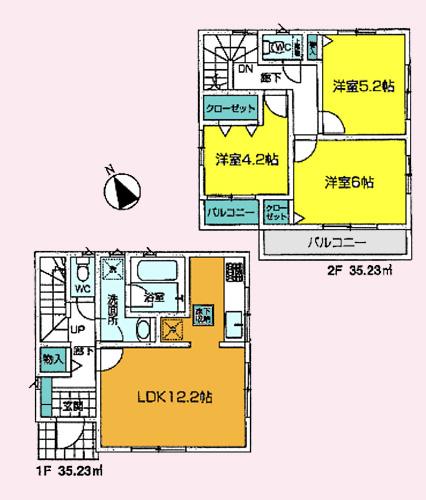 Floor plan. 32,800,000 yen, 3LDK, Land area 89.73 sq m , Building area 70.46 sq m floor plan