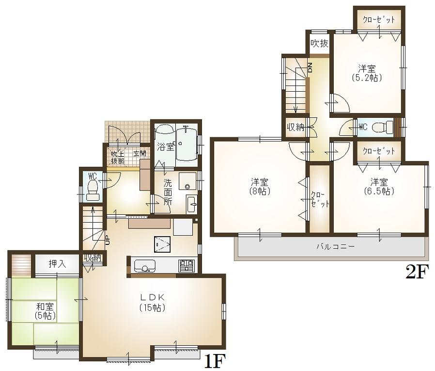 Floor plan. 47,800,000 yen, 4LDK, Land area 127.41 sq m , Building area 97.29 sq m
