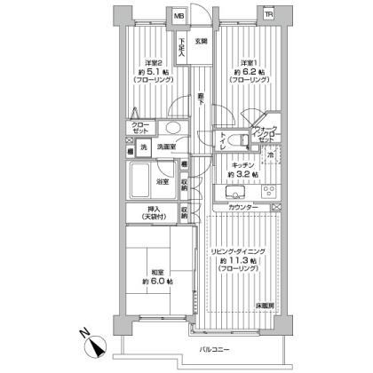 Floor plan. 3LDK, Price 27,800,000 yen, Occupied area 70.03 sq m , Balcony area 8.97 sq m