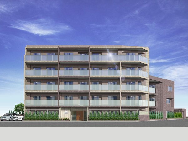 Shared facilities.  [Exterior - Rendering] One section of calm residential area. To the full position is also a feeling of opening that faces the south side road, Draw a graceful form of the south a cool sense of stability the wide grounds shape on the ground 5-story. This appearance color harmony to the streets.