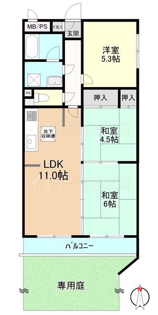 Floor plan. 3LDK, Price 18,800,000 yen, Occupied area 58.57 sq m , Balcony area 5.55 sq m