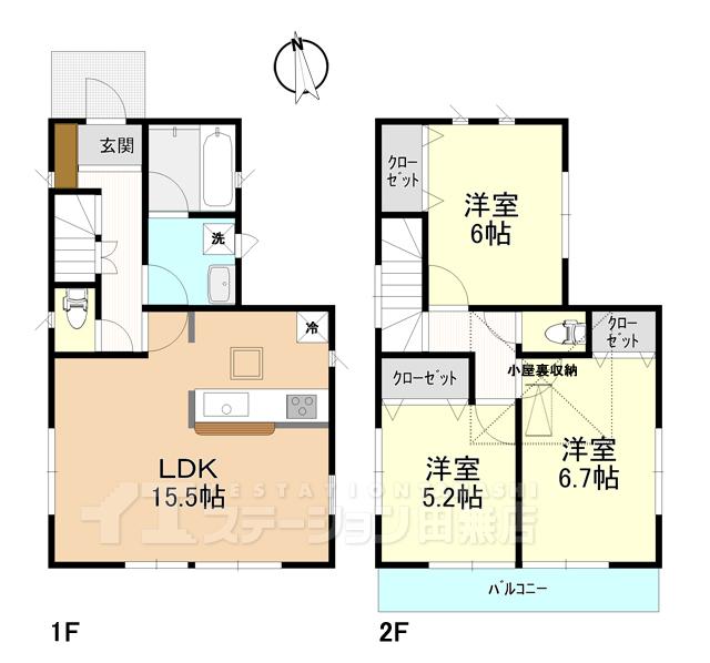 Floor plan. 39,800,000 yen, 3LDK, Land area 91.3 sq m , Spacious living beyond the building area 78.9 sq m 15 Pledge, Grenier also attached to storage beauty