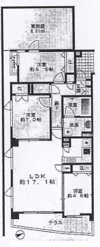 Floor plan. 3LDK, Price 28,400,000 yen, Occupied area 75.39 sq m , Balcony area 13.14 sq m