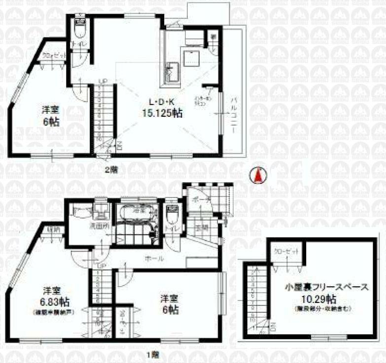 Floor plan. 45,800,000 yen, 2LDK + S (storeroom), Land area 80.13 sq m , Building area 77.96 sq m three-way corner lot Hito good