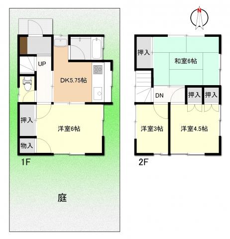 Floor plan. 8.5 million yen, 4DK, Land area 93.96 sq m , Is the garden of the building area 56.7 sq m 4DK.