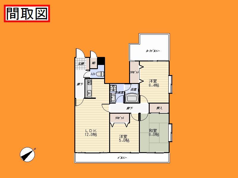 Floor plan. 3LDK, Price 13,900,000 yen, Occupied area 69.65 sq m floor plan
