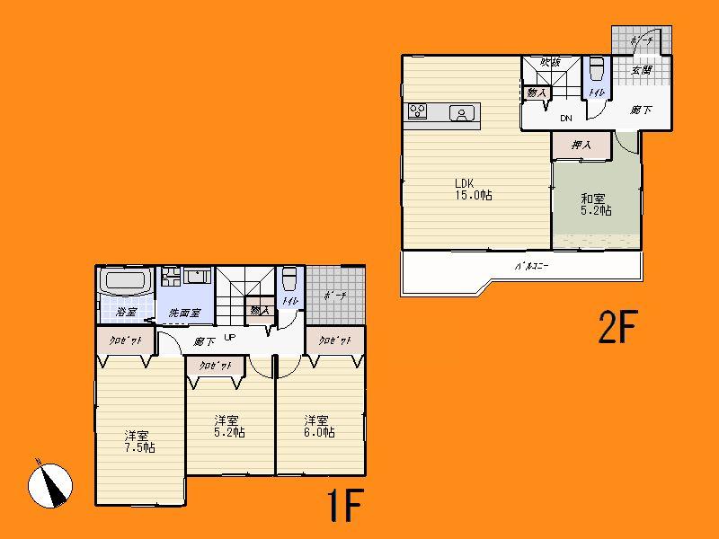 Floor plan. 31,800,000 yen, 4LDK, Land area 175.24 sq m , Building area 94.9 sq m Floor
