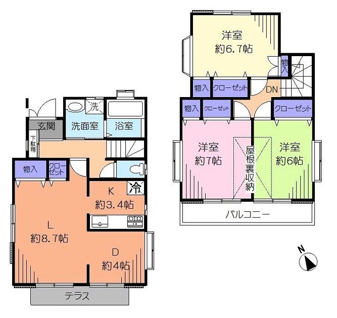 Floor plan. 16.8 million yen, 3LDK, Land area 110 sq m , Building area 89.84 sq m