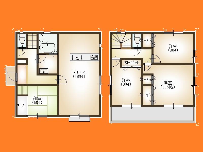 Floor plan. (1 Building), Price 31,800,000 yen, 4LDK, Land area 130.09 sq m , Building area 99.36 sq m