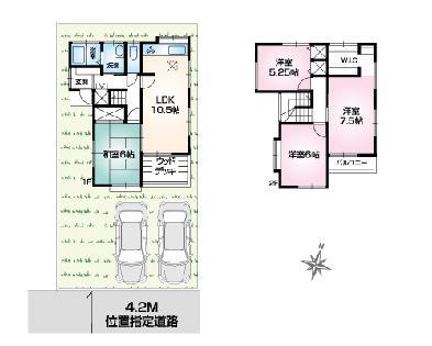 Floor plan. 11.8 million yen, 4LDK, Land area 113.41 sq m , Building area 86.94 sq m vehicle parallel two You can park.