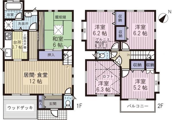 Floor plan. 21,800,000 yen, 5LDK, Land area 137.68 sq m , Building area 82.5 sq m