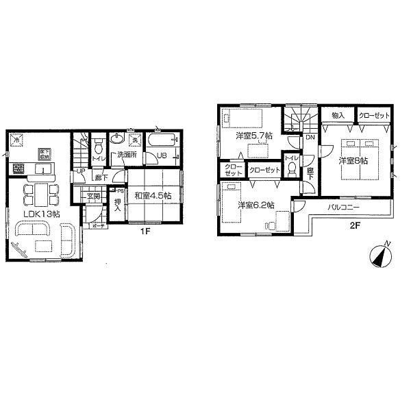 Floor plan. 25,800,000 yen, 4LDK, Land area 123.52 sq m , Building area 88.28 sq m