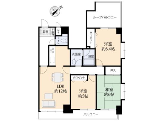 Floor plan. 3LDK, Price 13,900,000 yen, Occupied area 69.65 sq m , Balcony area 9.24 sq m floor plan