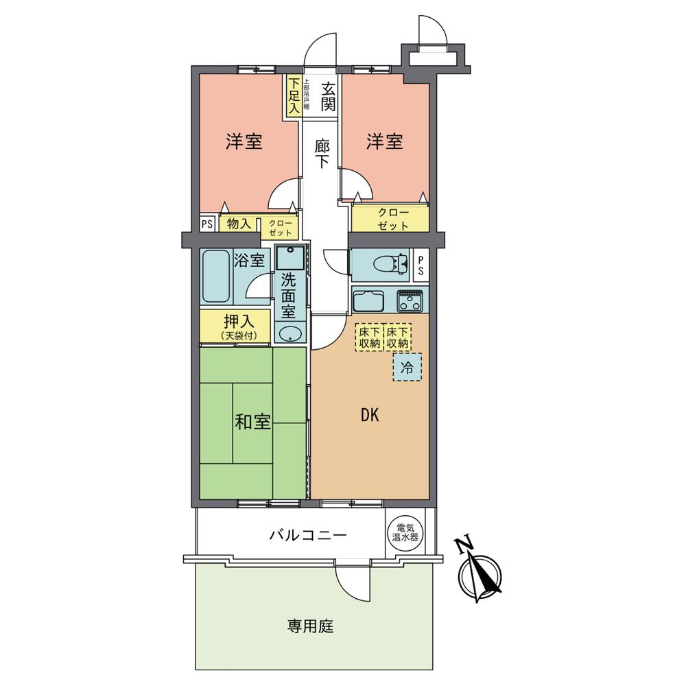 Floor plan. 3DK, Price 7.8 million yen, Occupied area 57.16 sq m , Balcony area 7.28 sq m