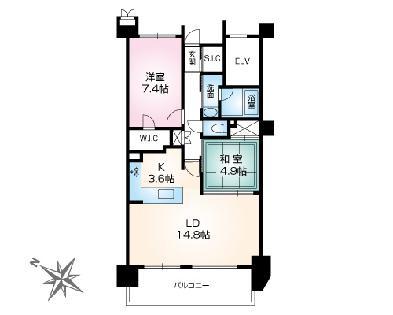 Floor plan. 2LDK, Price 19.3 million yen, Occupied area 68.91 sq m , Balcony area 11.09 sq m