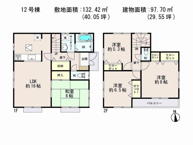 Floor plan. (12 Building), Price 23.8 million yen, 4LDK, Land area 132.42 sq m , Building area 97.7 sq m