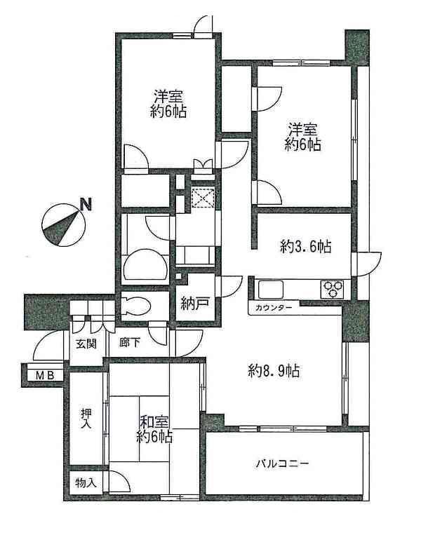 Floor plan. 3LDK, Price 19.9 million yen, Occupied area 72.69 sq m , Balcony area 7.56 sq m