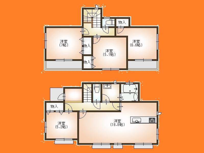 Floor plan. (1 Building), Price 23.8 million yen, 4LDK, Land area 239.98 sq m , Building area 72.59 sq m