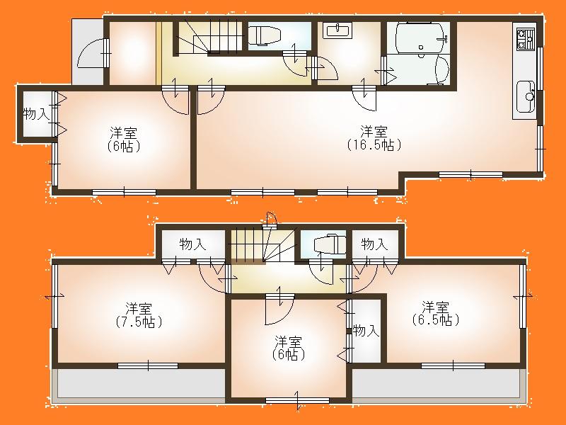 Floor plan. (Building 2), Price 23.8 million yen, 4LDK, Land area 205.27 sq m , Building area 62.09 sq m