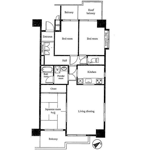 Floor plan. 3LDK, Price 13.8 million yen, Occupied area 71.83 sq m , Balcony area 10.63 sq m