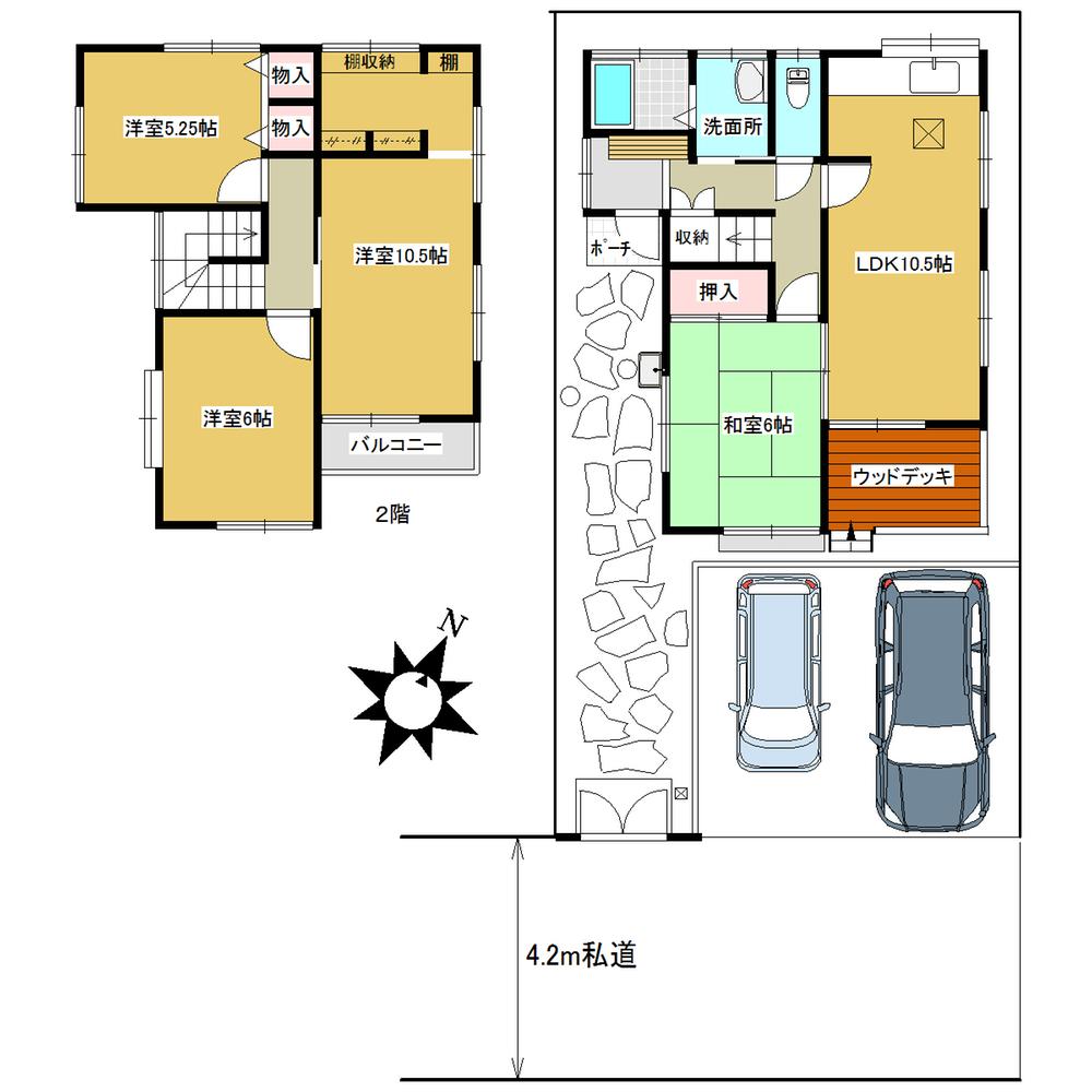 Floor plan. 11.8 million yen, 4LDK + S (storeroom), Land area 113.41 sq m , You can park two cars in the building area 86.94 sq m Nantei destination