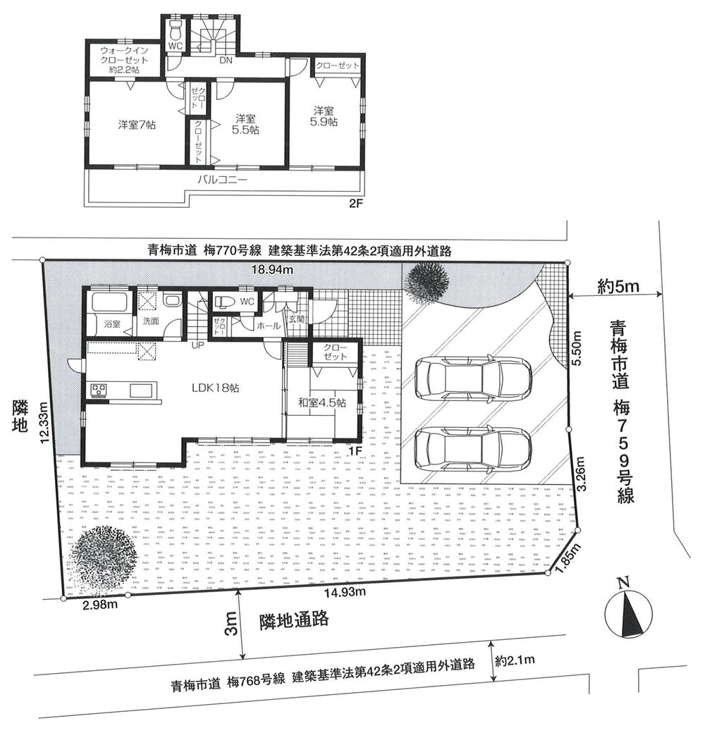 Compartment view + building plan example. Building plan example, Land price 14.8 million yen, Land area 209.2 sq m