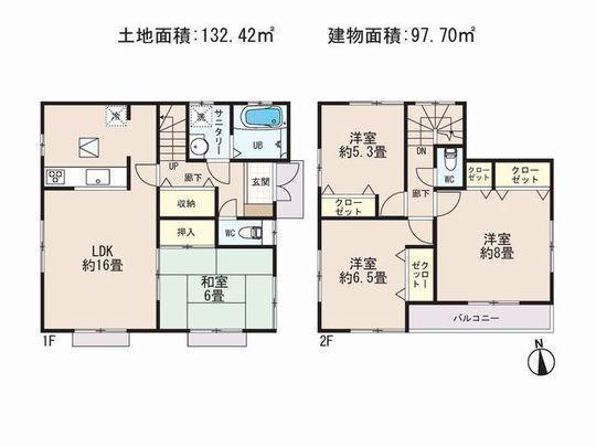 Floor plan. 23.8 million yen, 4LDK, Land area 132.42 sq m , Priority to the present situation is if it is different from the building area 97.7 sq m drawings