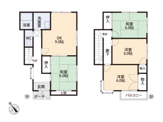 Floor plan. 12.8 million yen, 4DK, Land area 101.61 sq m , Building area 83.63 sq m floor plan