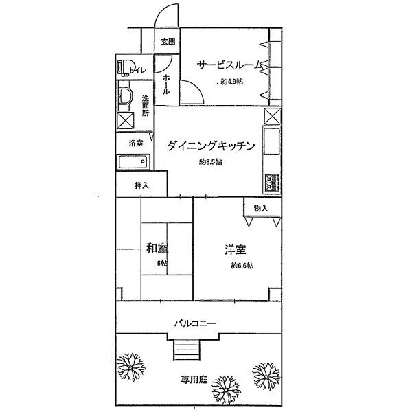 Floor plan. 2LDK+S, Price 9.4 million yen, Footprint 59 sq m , Balcony area 7.21 sq m